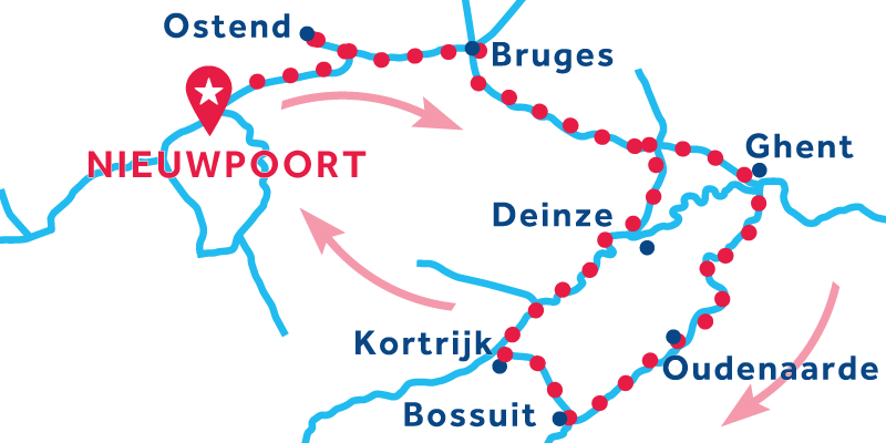Nieuwpoort IDA Y VUELTA vía Brujas, Gante, Kortrijk & Oudenaarde