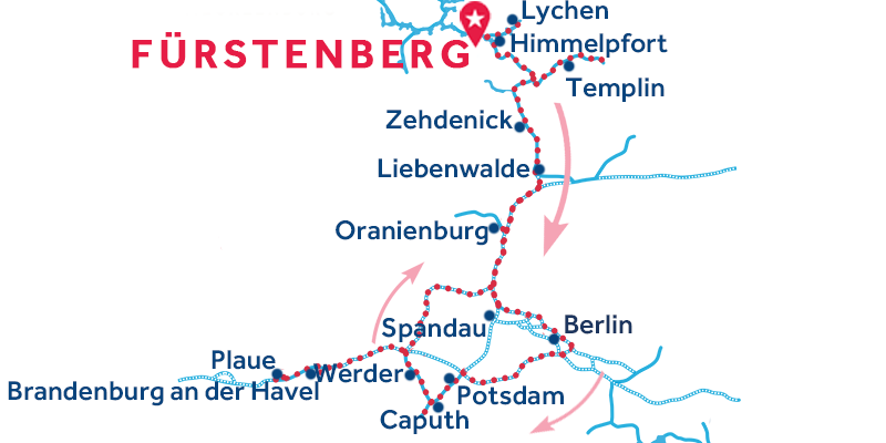 Fürstenberg IDA Y VUELTA vía Berlín, Potsdam y Plaue mapa